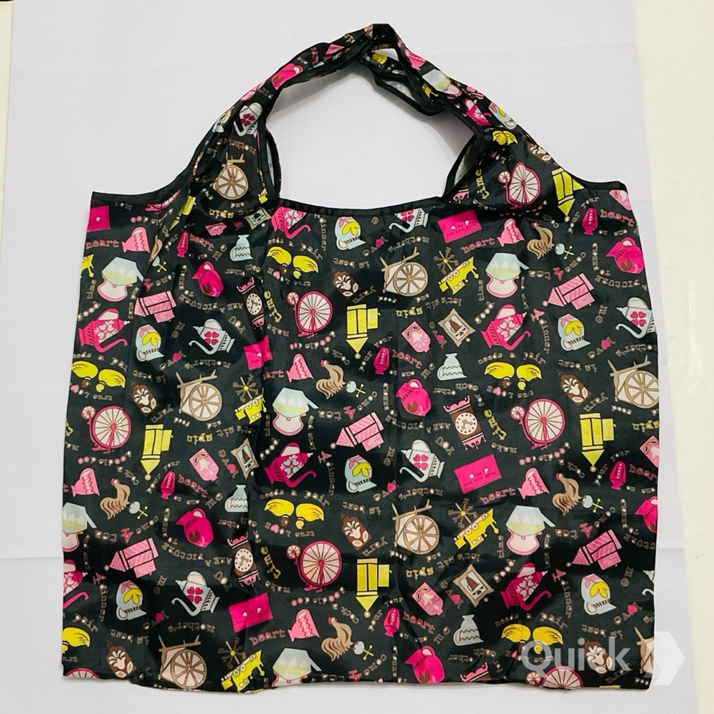 Stylish Black and Pink Patterned Tote Bag